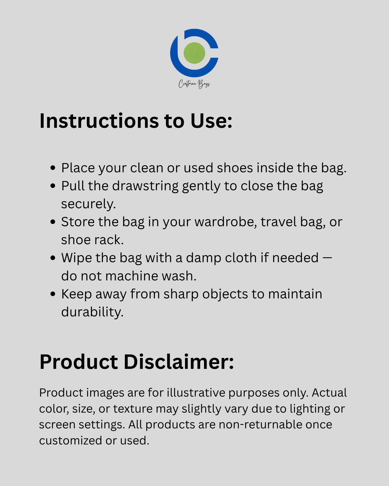 Compact Shoe Carry Bag - Craftman Bags