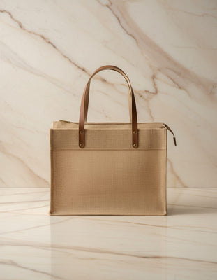 Plain Natural Laminated Jute Shopping Bag