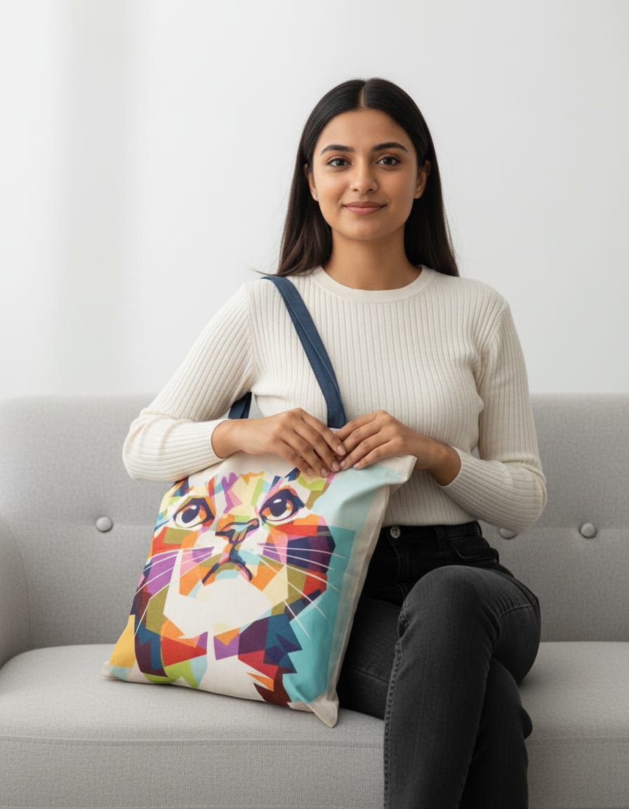 Polyester Fabric Full-white Printed Tote Bags