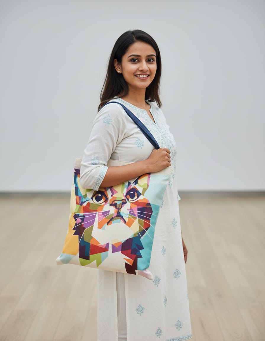 Polyester Fabric Full-white Printed Tote Bags