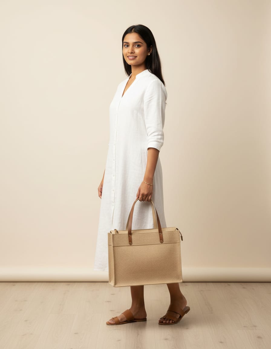 Plain Natural Color Laminated Jute Shopping Bag