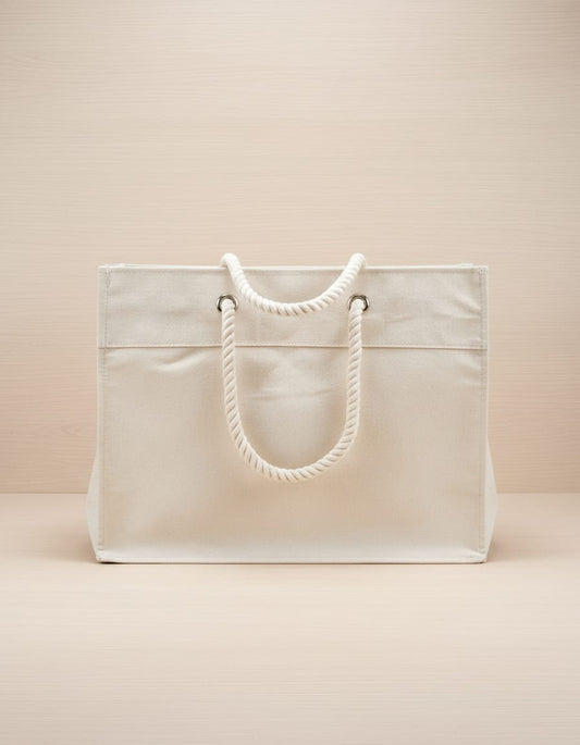 250 GSM Cotton Canvas Plain Shopping Bag with Rope Handle