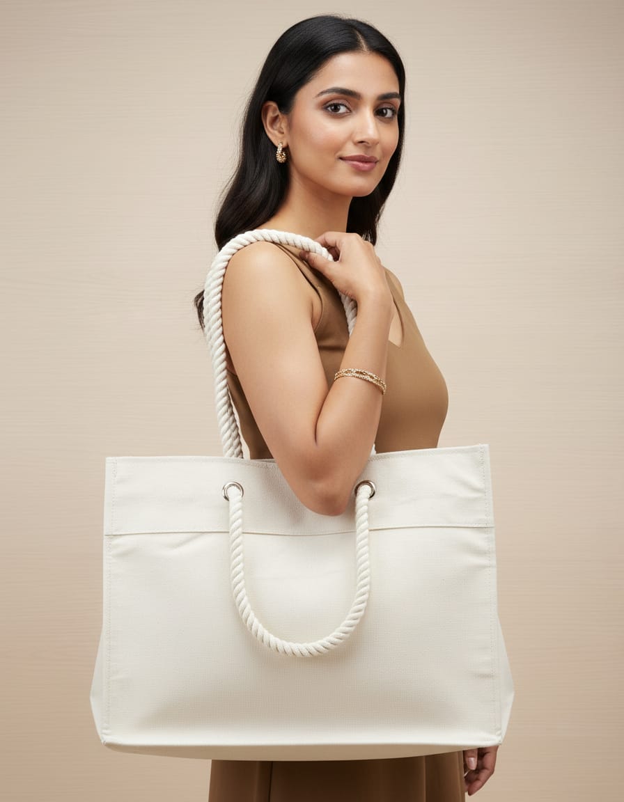 250 GSM Cotton Canvas Plain Shopping Bag with Rope Handle