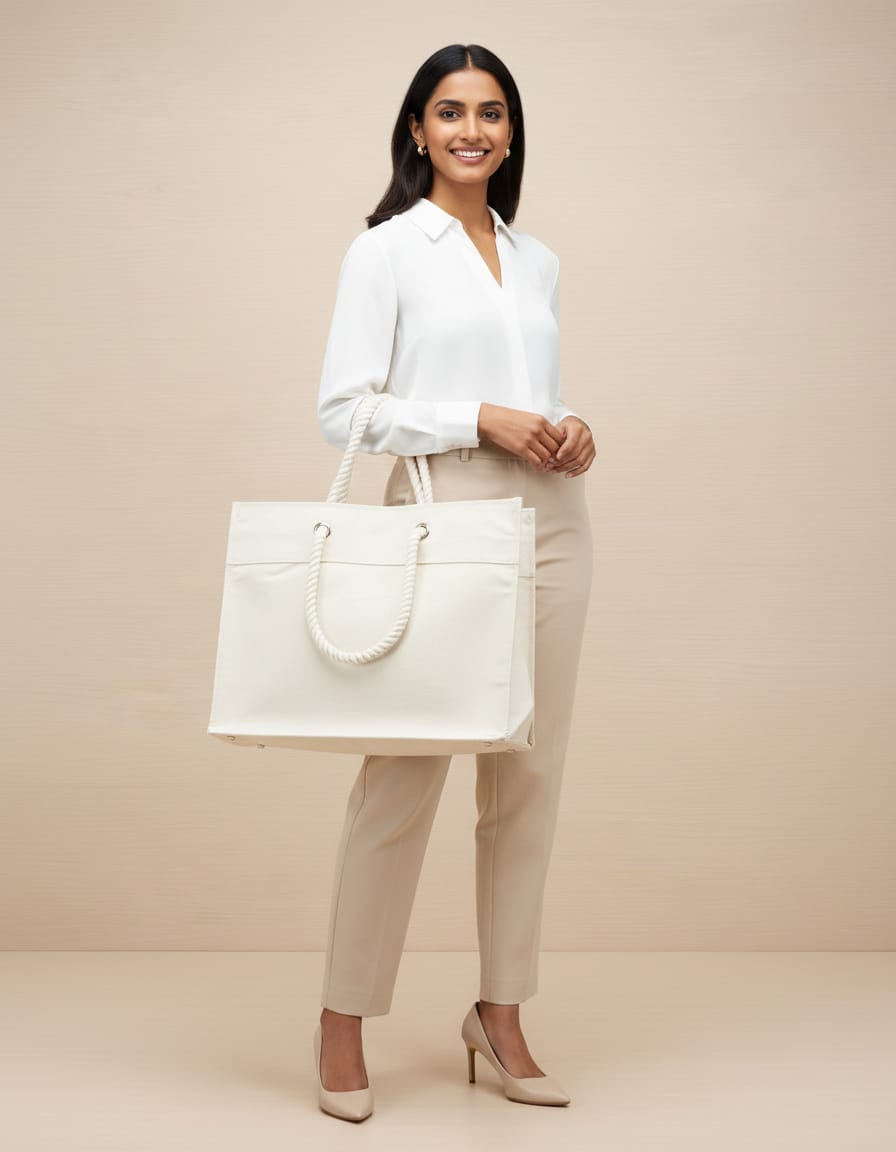 250 GSM Cotton Canvas Plain Shopping Bag with Rope Handle