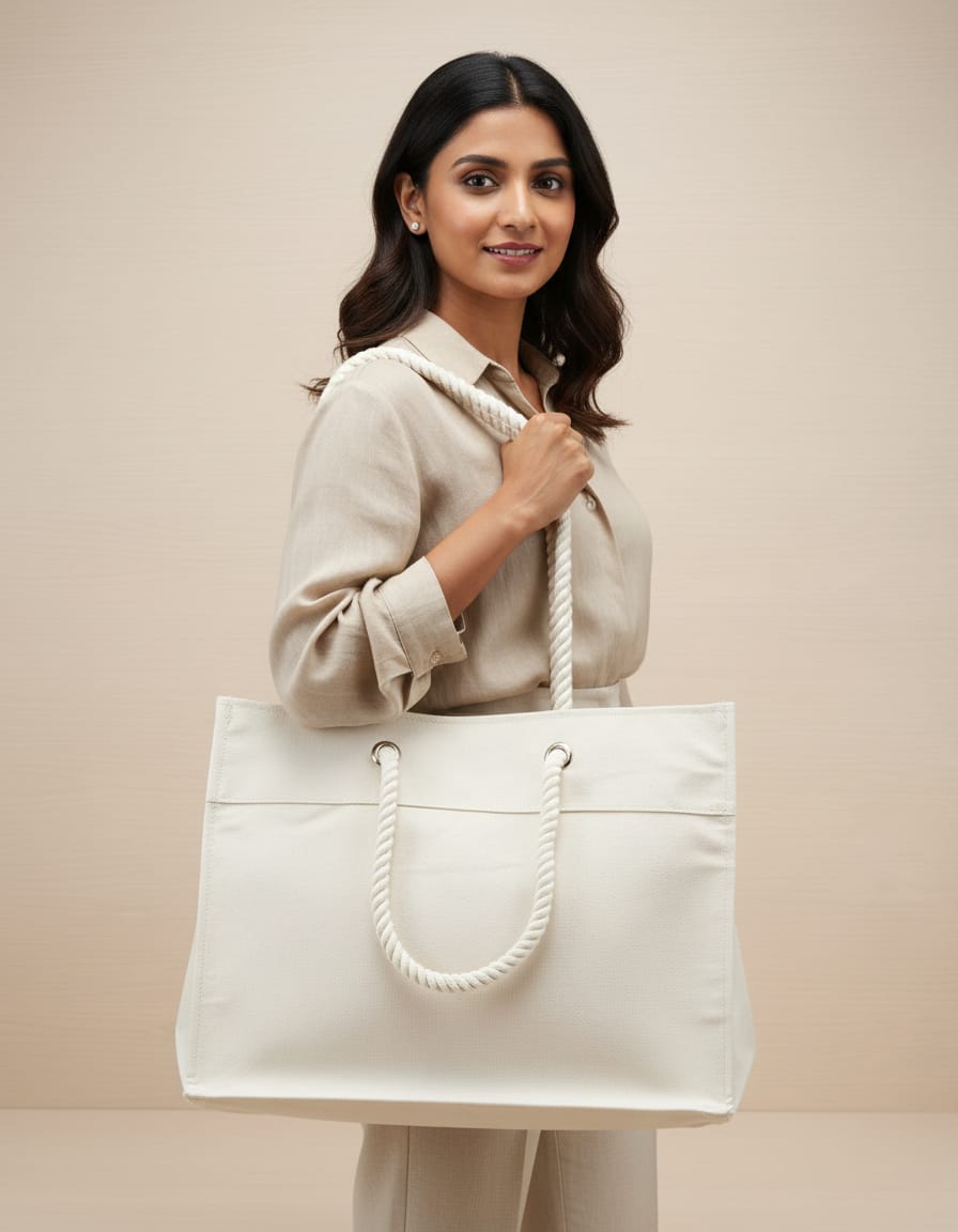 250 GSM Cotton Canvas Plain Shopping Bag with Rope Handle