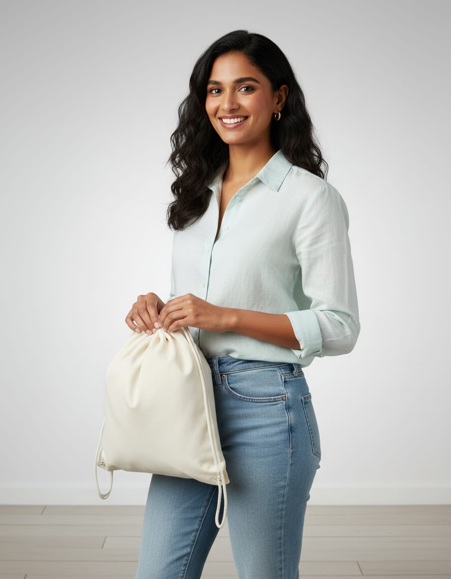 Plain 250GSM Cotton Canvas Drawstring Bag