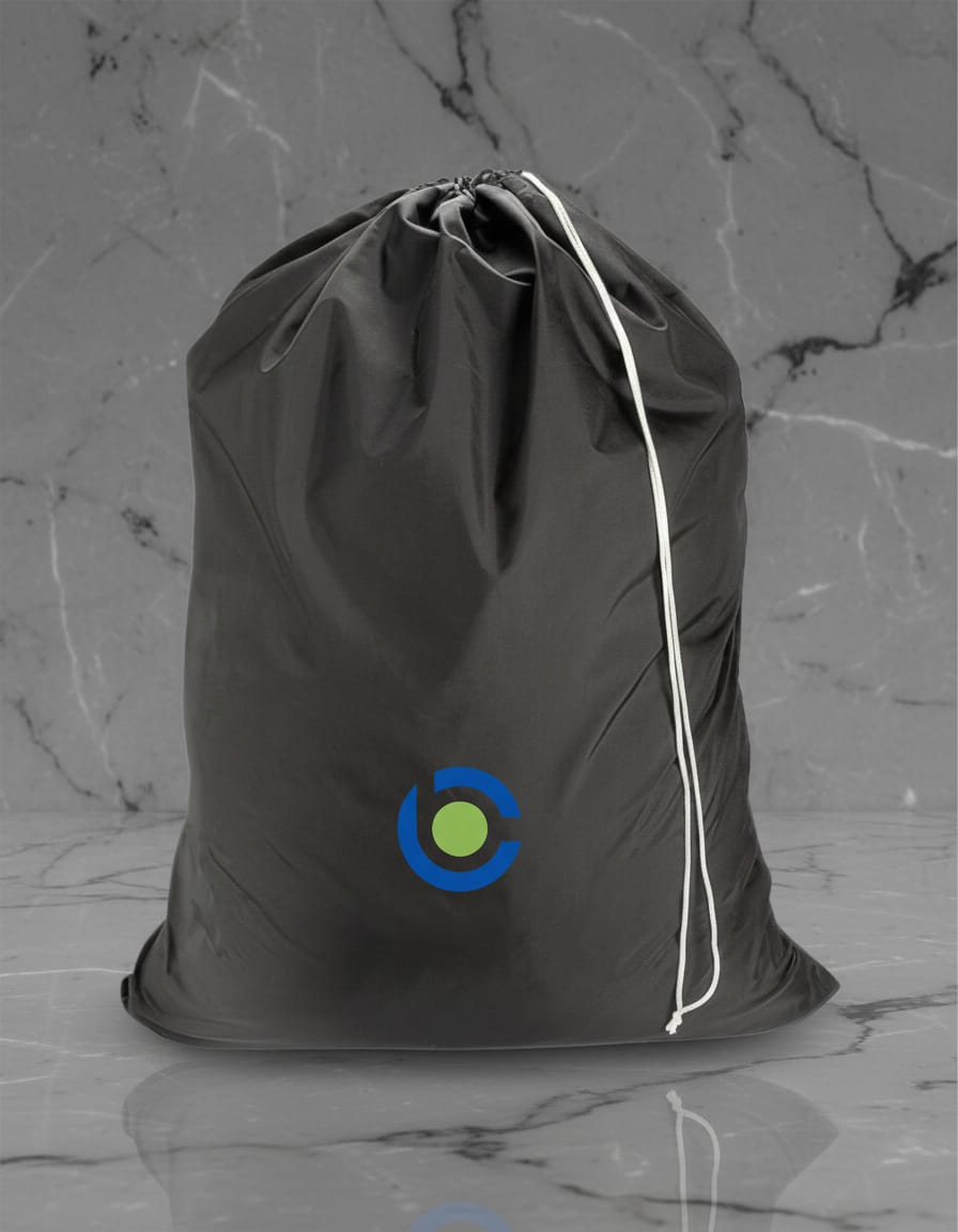 Black Polyester PU Raincoat Fabric Laundry Bag
