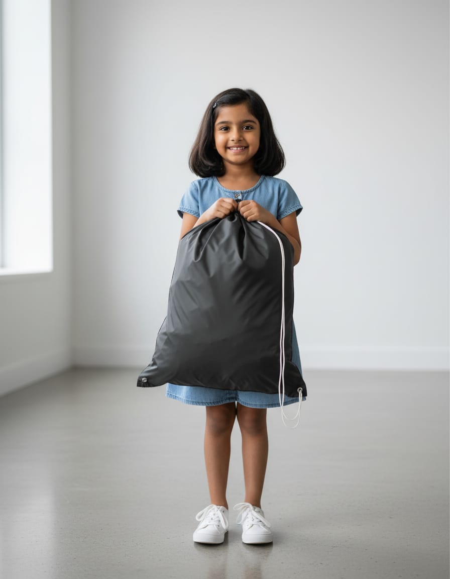 Black Polyester PU Raincoat Fabric Laundry Bag